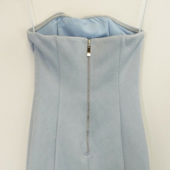 B x RUNAWAY Dress Baby Blue Bodycon Mini XS Sleeveless Stretch Sweetheart Fitted - Picture 10 of 12
